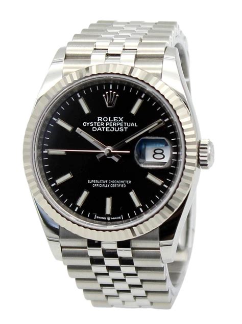 rolex datejust black face jubilee bracelet